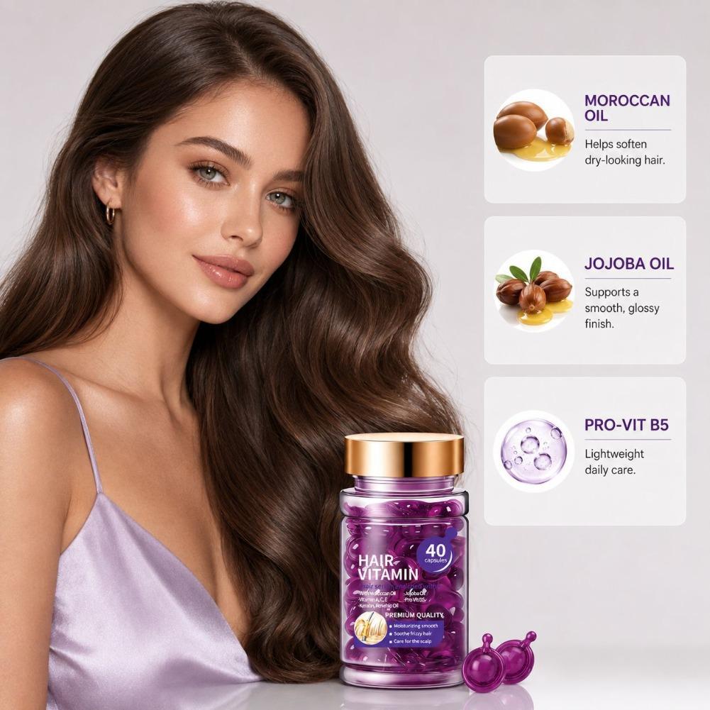 Hair Care For Dry And Frizzy Hair - Hair Vitamin Serum Capsules 40Pcs With