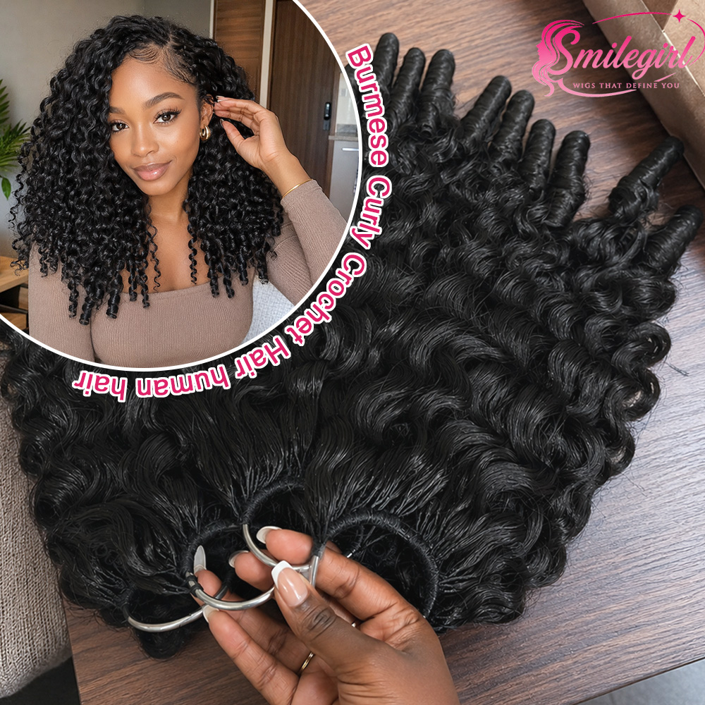 Feather Hair Extension - Burmese Curly Crochet Human Hair Pre