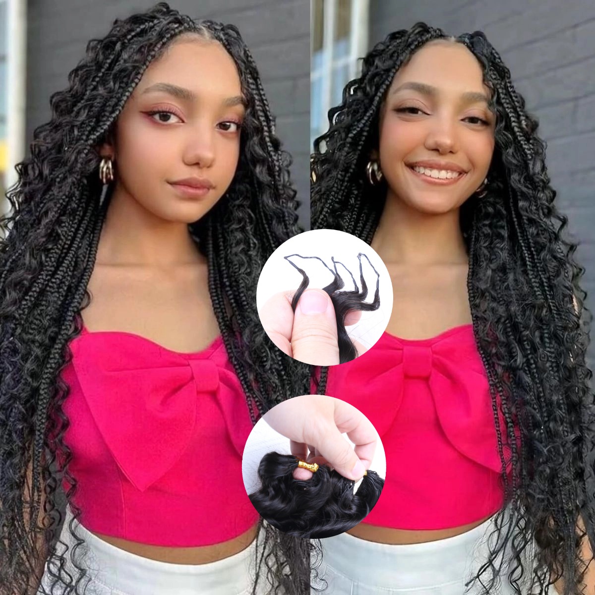Feather Hair Extension - Deep Wave Feather Crochet Braid Natural