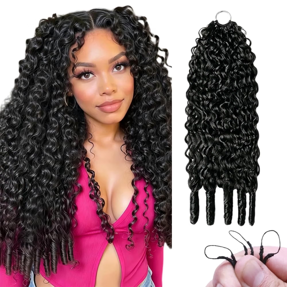 Feather Hair Extension - Burmese Curly Miracle Knots Crochet Human