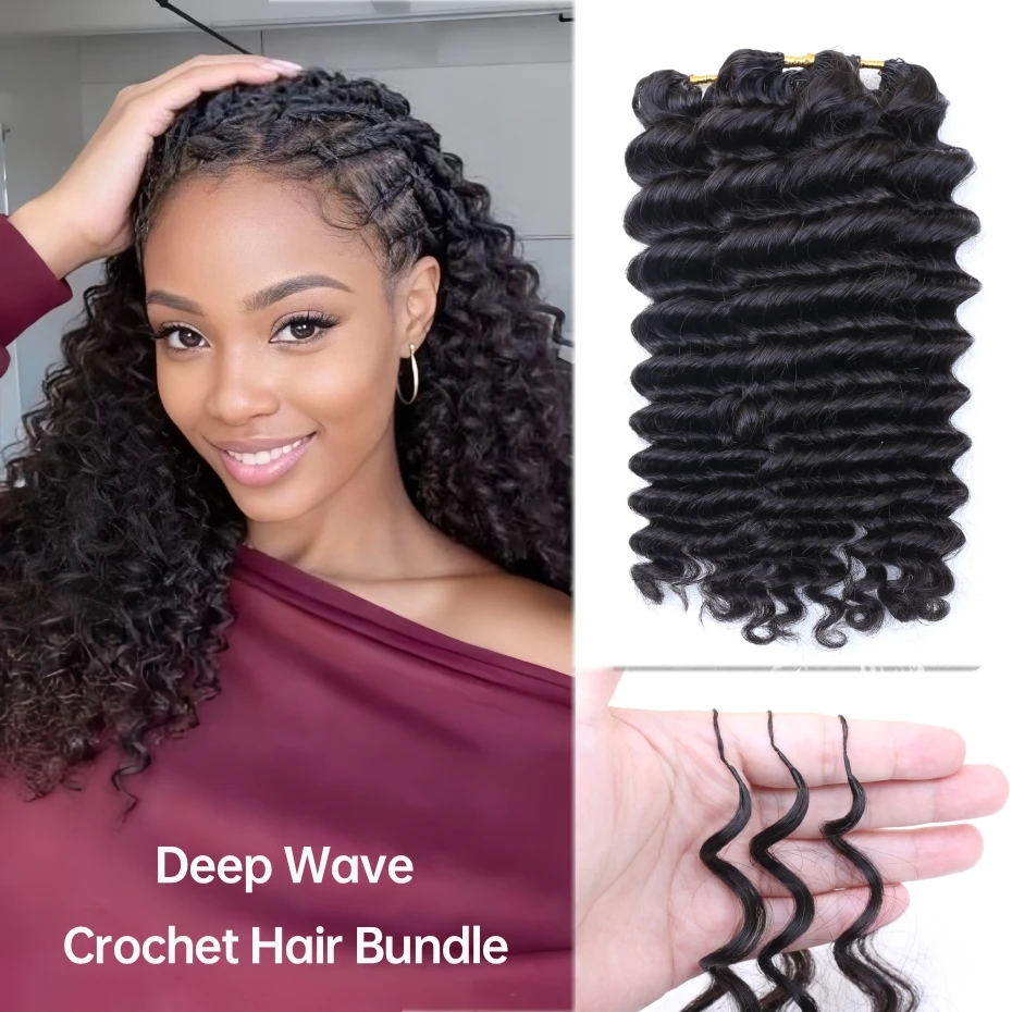 Deep Wave Human Hair Crochet E - Feather Hair Extension recension och pris