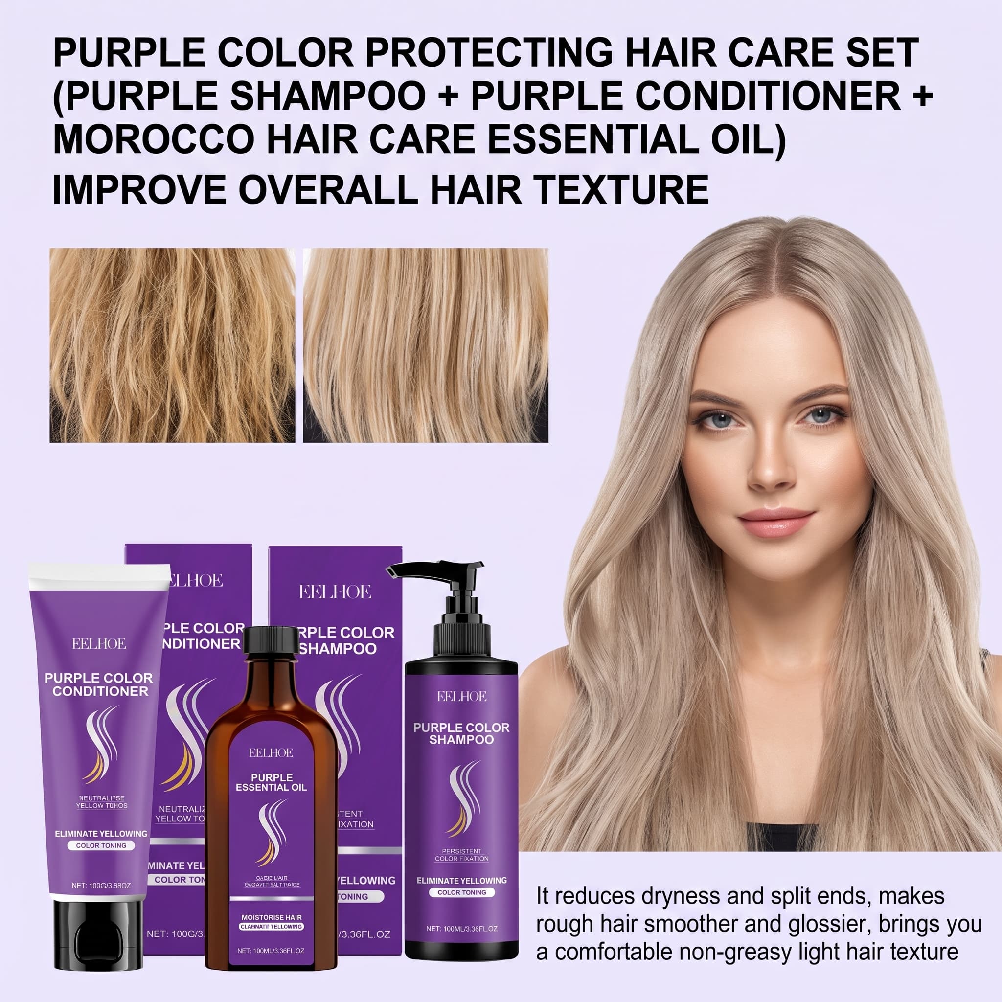 Purple Shampoo Set With Condit - Hair Care Hair Serum recension och pris