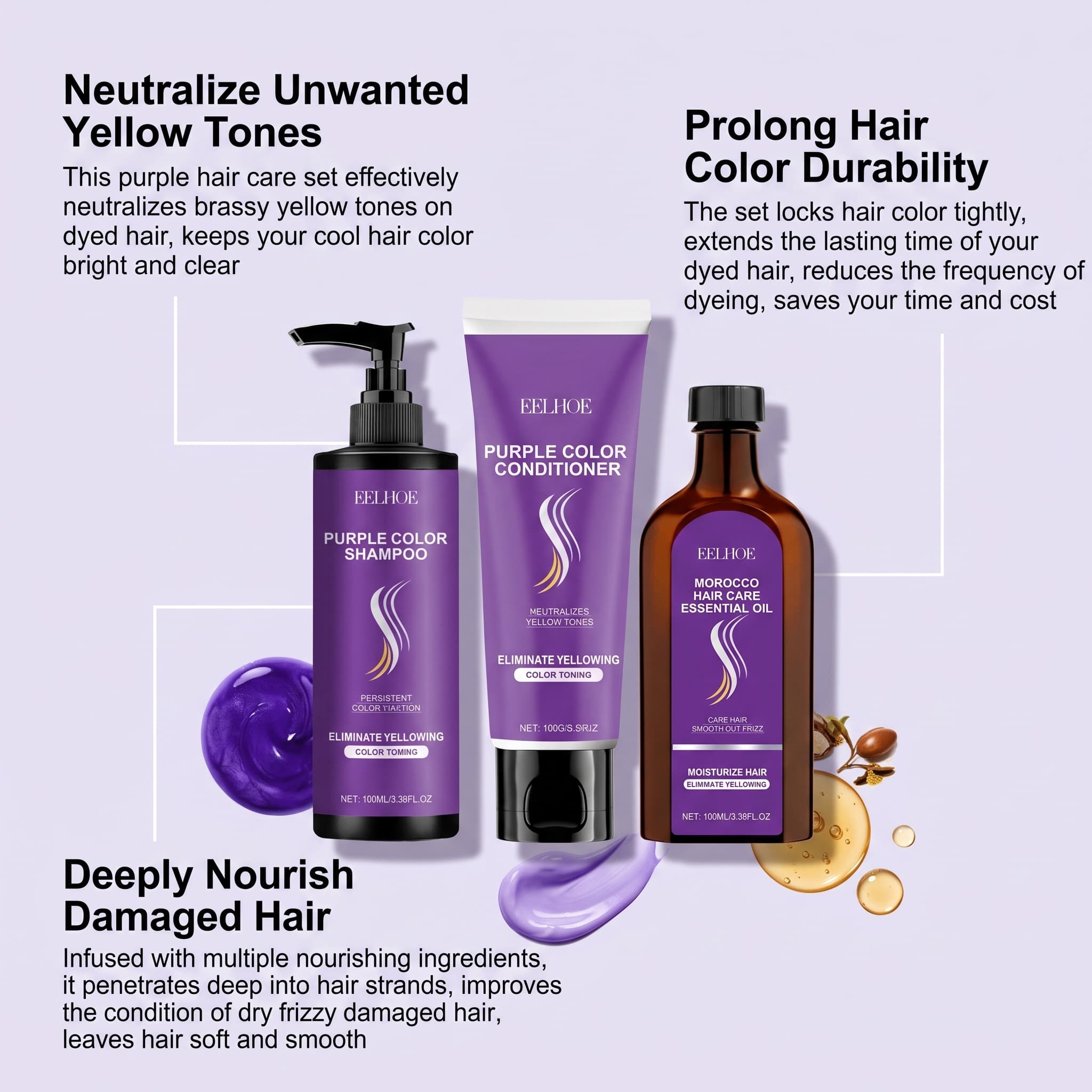 Purple Shampoo Set With Condit - Hair Care Hair Serum recension och pris