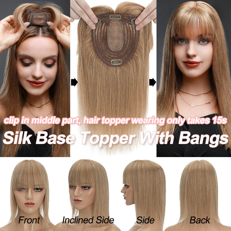 Women Toupee Silk Base Topper  - Clip In Hair Piece recension och pris