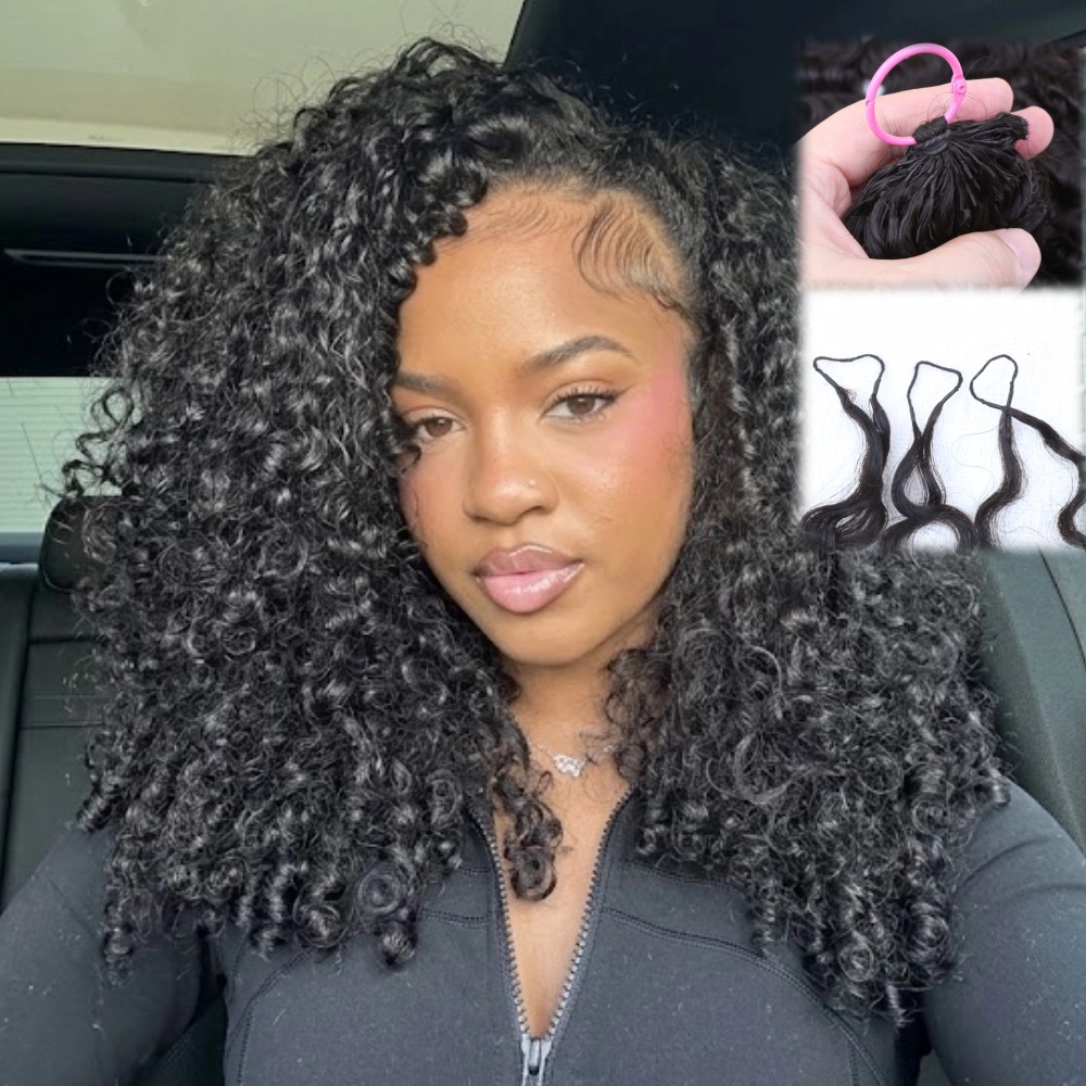 12A Natural Black Burmese Curl - Feather Hair Extension recension och pris