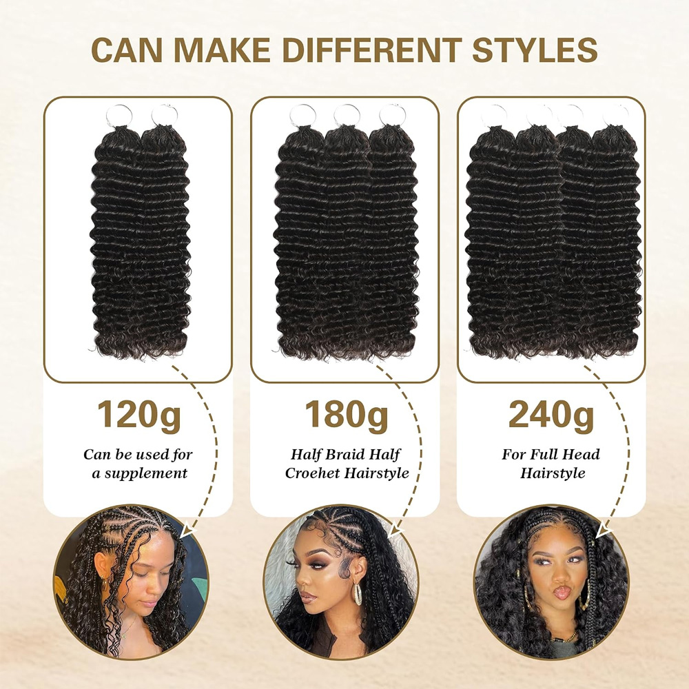 Deep Wave Feather Crochet Brai - Feather Hair Extension recension och pris